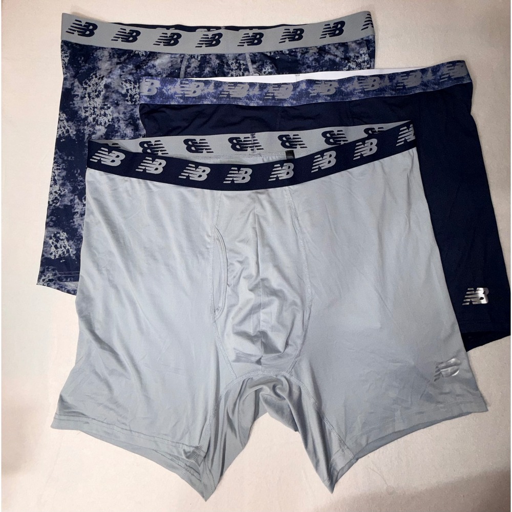 New Balance Boxer Briefs Mens 4XL Blue Grey New set of 3 Performance Athletic